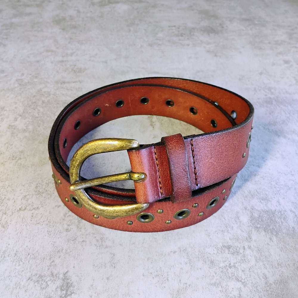 Fossil Brown Leather Belt with Gold Buckle